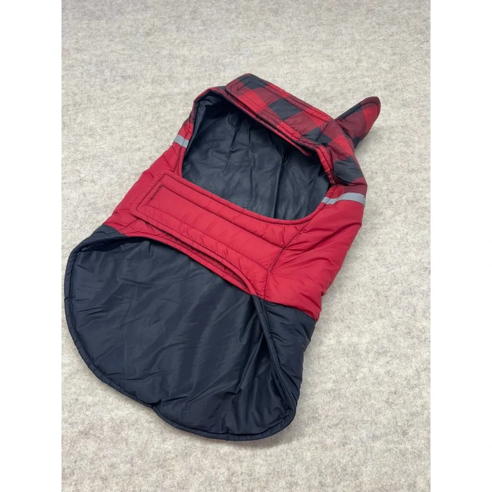 32 Degrees Heat Dog Vest Pet Medium Red Black Excellent Buffalo Plaid Puffer